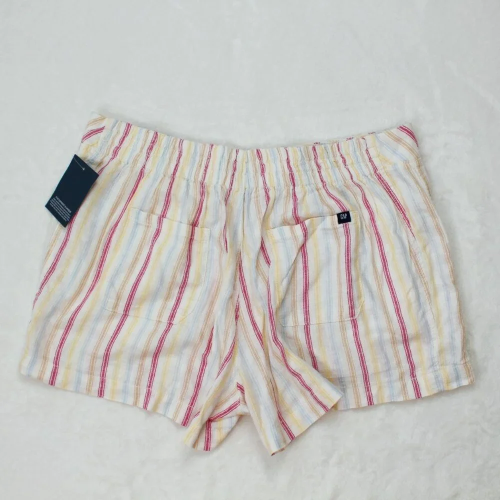 NWT GAP multi colored striped linen shorts XL summer vacation